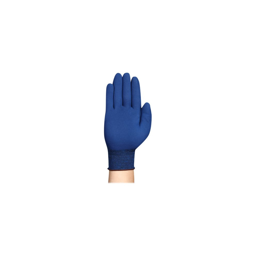 Produktbild för HyFlex 11-819 - handskar - storlek: 9 - nylon, spandex, nitrilgummiyta, kol - blå, mörkblått foder - par (paket om 12)