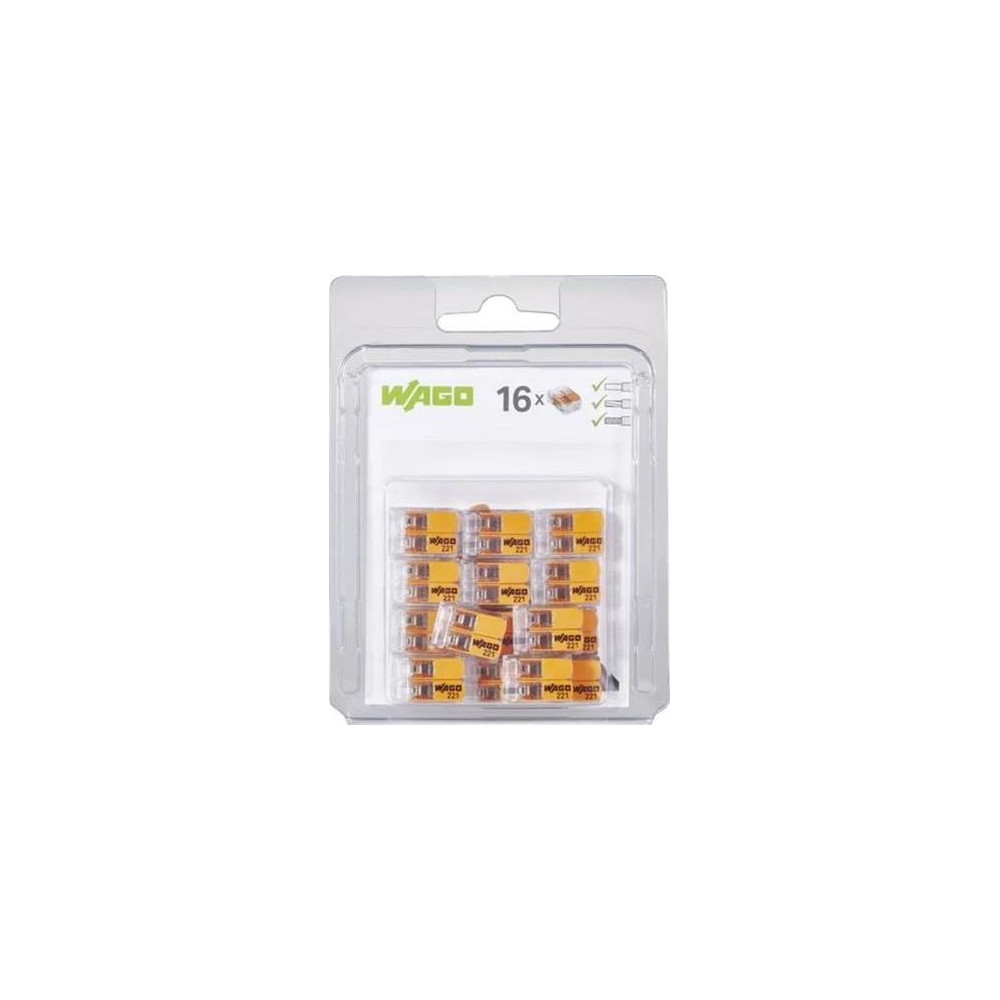 Produktbild för WAGO fjäderkopplingsmuff 2x0,14-4 mm² transparent, orange vi...