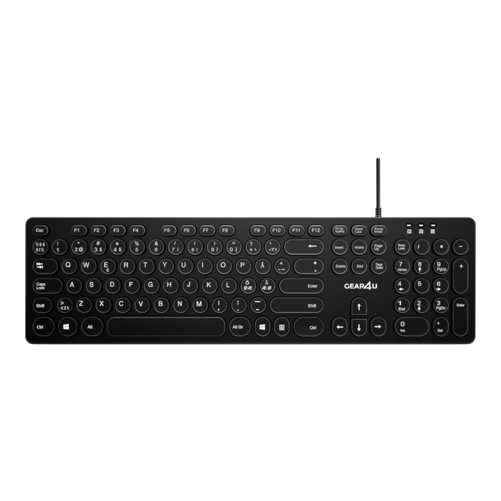Produktbild för Gear4U KK-10 - tangentbord - round key caps - Nordisk - svart Inmatningsenhet