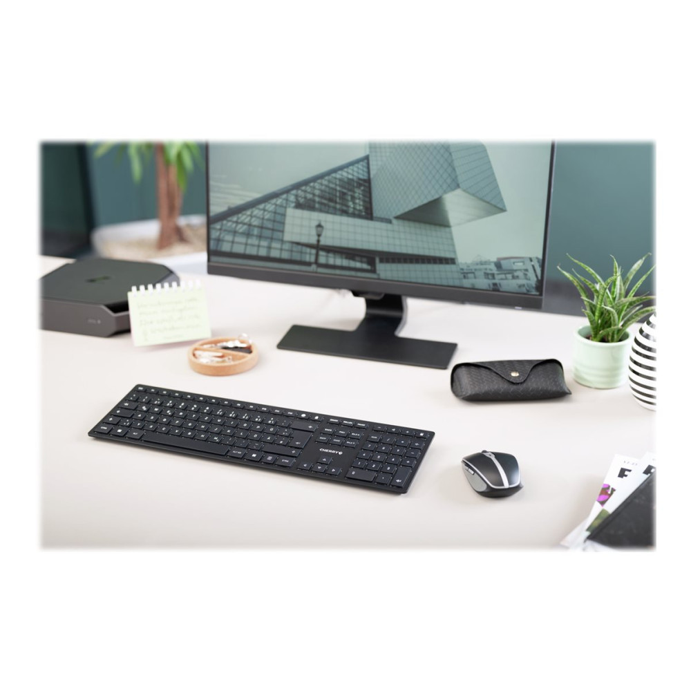 Produktbild för CHERRY KW 9100 SLIM - tangentbord - fransk - svart, silver Inmatningsenhet