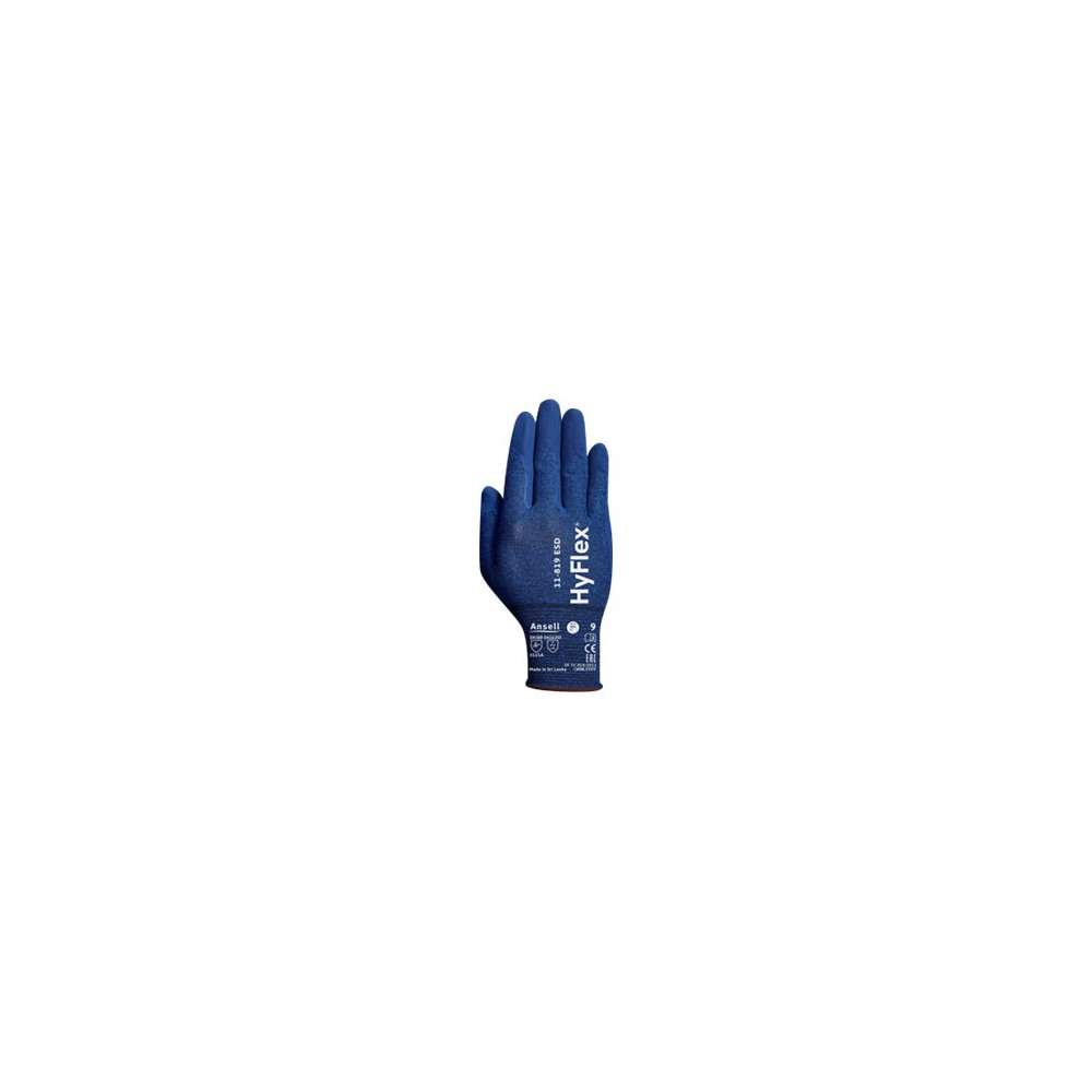 Produktbild för HyFlex 11-819 - handskar - storlek: 11 - nylon, spandex, nitrilgummiyta, kol - blå, mörkblått foder - par (paket om 12)