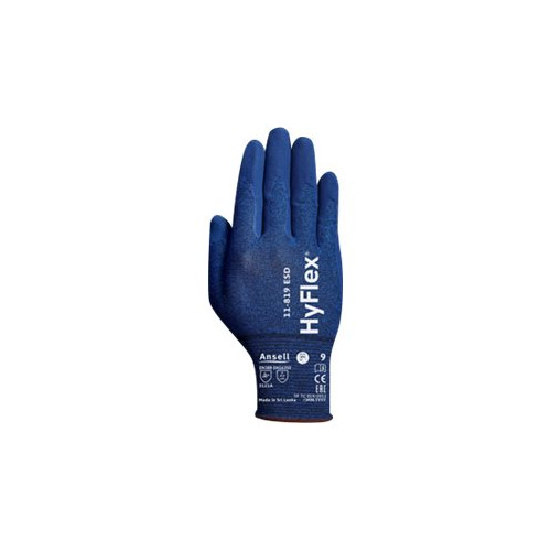 Ansell Healthcare Europe s.a/n.v. HyFlex 11-819 - handskar - storlek: 11 - nylon, spandex, nitrilgummiyta, kol - blå, mörkblått foder - par (paket om 12)