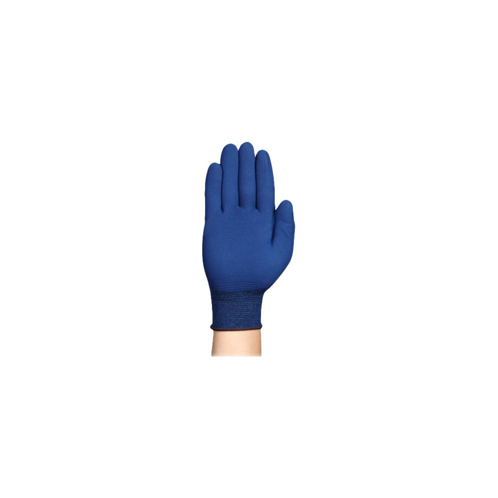 Produktbild för HyFlex 11-819 - handskar - storlek: 11 - nylon, spandex, nitrilgummiyta, kol - blå, mörkblått foder - par (paket om 12)