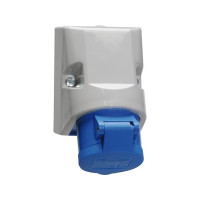 Produktbild för BALS CEE vägguttag H9 230V 16A 4-pol blå 75x100mm top M20 bo...
