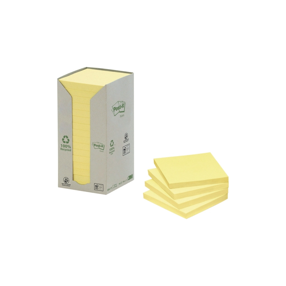 Produktbild för Post-it 654-1T - mini-tower bärbara datorer - 76 x 76 mm - 1600 ark (16 x 100)
