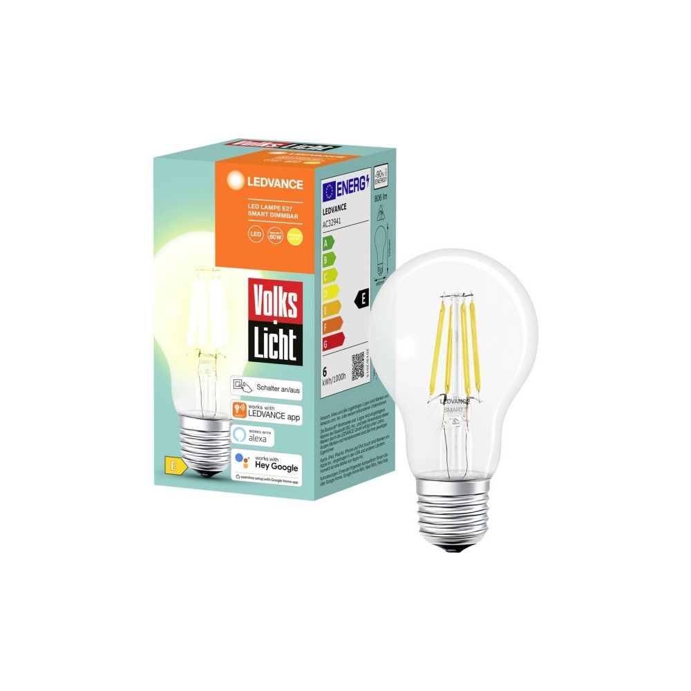 Produktbild för LEDVANCE SMART+, Smart glödlampa, Bluetooth, Transparent, LE...
