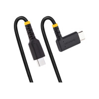Produktbild för StarTech 1ft (30cm) USB C Charging Cable Right Angle, 60W PD 3A, Heavy Duty Fast Charge USB-C Cable, USB 2.0 Type-C, Durable and Rugged Aramid Fiber, S20/iPad/Pixel - High Quality USB Charging Cord (R2CCR-30C-USB-CABLE) - USB typ C-kabel - USB-C till USB-