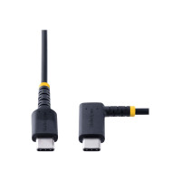 Produktbild för StarTech 1ft (30cm) USB C Charging Cable Right Angle, 60W PD 3A, Heavy Duty Fast Charge USB-C Cable, USB 2.0 Type-C, Durable and Rugged Aramid Fiber, S20/iPad/Pixel - High Quality USB Charging Cord (R2CCR-30C-USB-CABLE) - USB typ C-kabel - USB-C till USB-