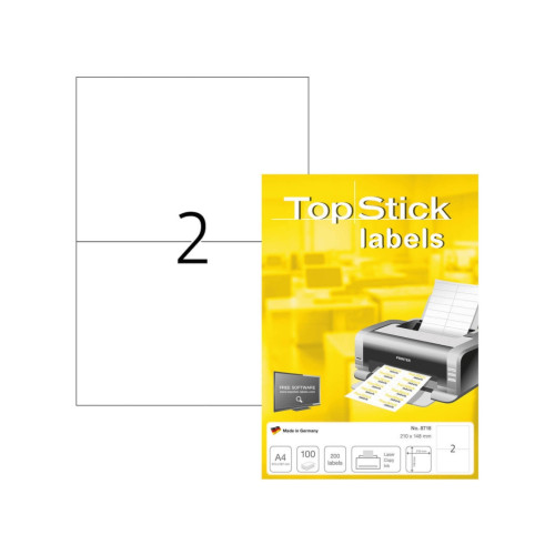 Topstick Etiketter TopStick 210x148 mm (A5) hvid