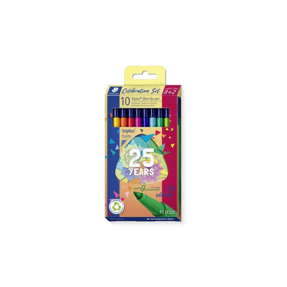 Produktbild för Fineliner Staedtler® triplus® Color 323 med 8+2 stk. ass. fa...
