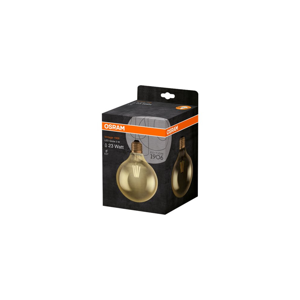 Produktbild för OSRAM Vintage 1906 LED - LED-glödlampa med filament - form: G125 - klar finish - E27 - 2.8 W - varmt vitt ljus - 2400 K