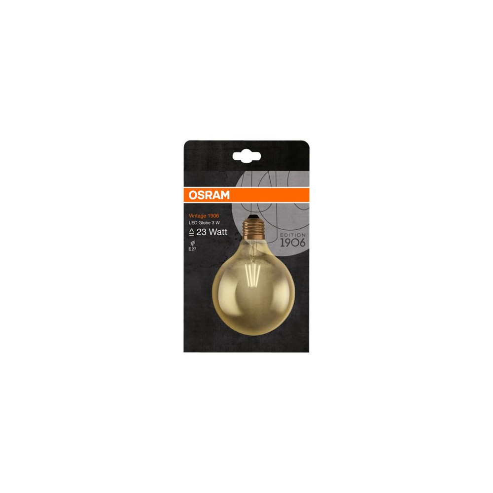 Produktbild för OSRAM Vintage 1906 LED - LED-glödlampa med filament - form: G125 - klar finish - E27 - 2.8 W - varmt vitt ljus - 2400 K
