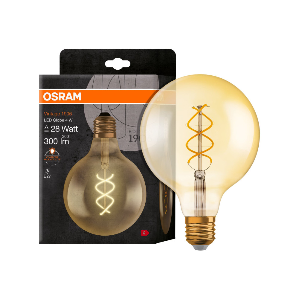 Produktbild för OSRAM Vintage 1906 - LED-glödlampa med filament - form: G125 - E27 - 5 W - varm komfortbelysning - 2000 K