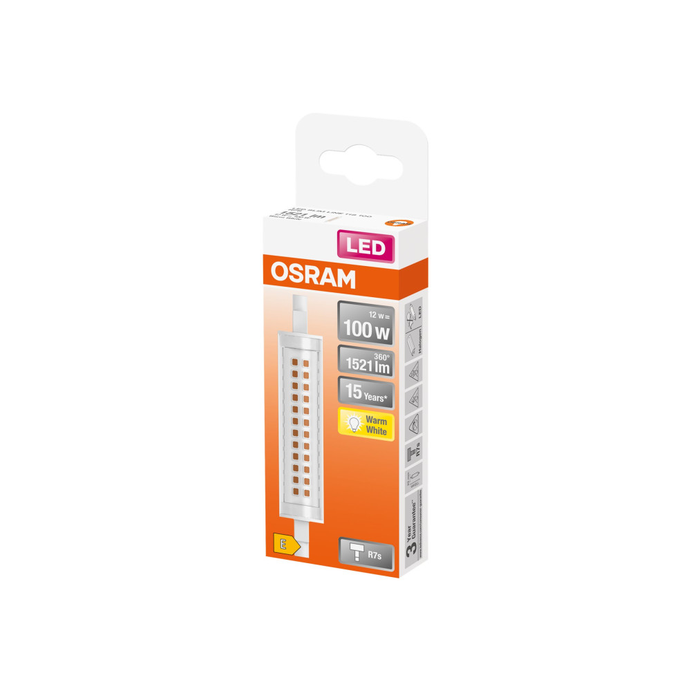 Produktbild för OSRAM LED SLIM LINE - LED-glödlampa - form: majs - klar finish - R7s - 12 W - varmt vitt ljus - 2700 K