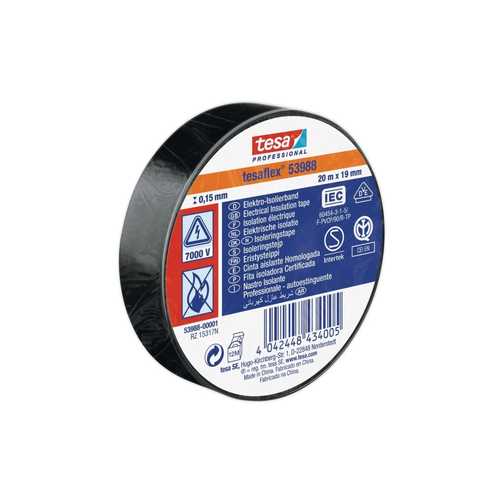 Produktbild för tesa 53988-00001-00 isoleringstejp ® Professional svart (L x...
