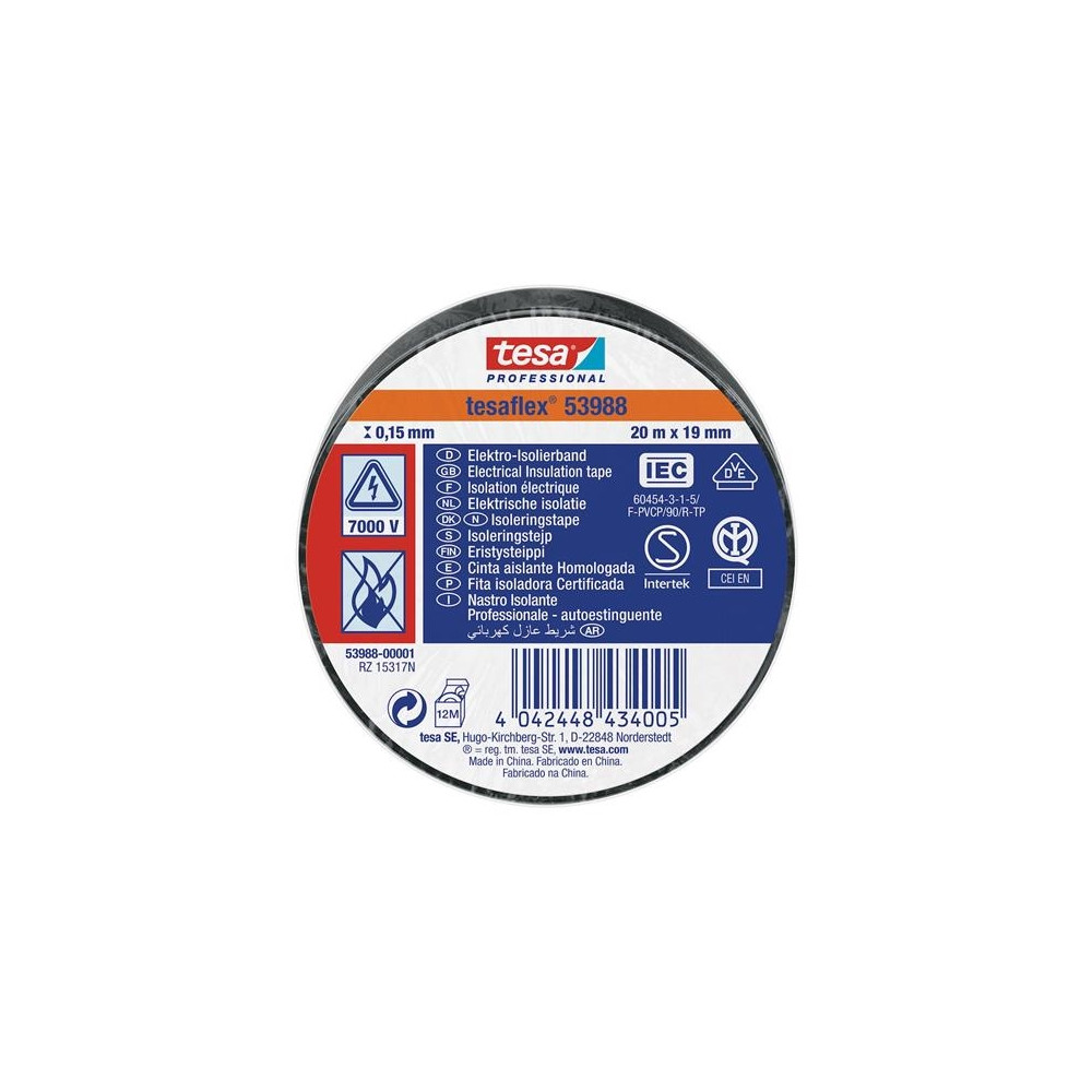 Produktbild för tesa 53988-00001-00 isoleringstejp ® Professional svart (L x...