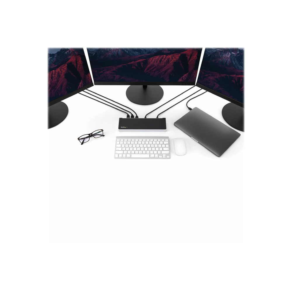 Produktbild för StarTech.com 4K USB-C-docka för tre skärmar med 5 USB 3.0-portar - dockningsstation - USB-C - HDMI, 2 x DP - 1GbE
