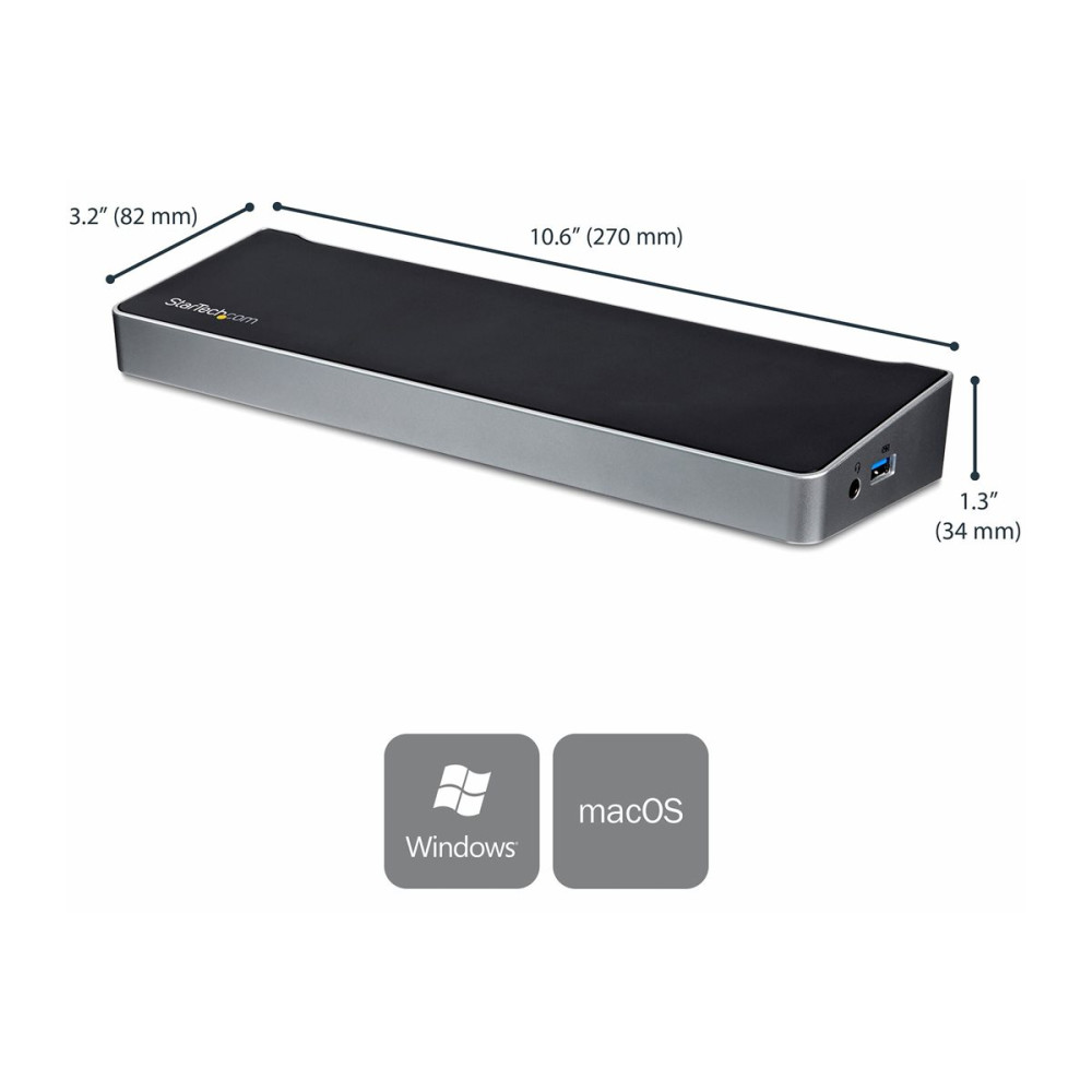 Produktbild för StarTech.com 4K USB-C-docka för tre skärmar med 5 USB 3.0-portar - dockningsstation - USB-C - HDMI, 2 x DP - 1GbE