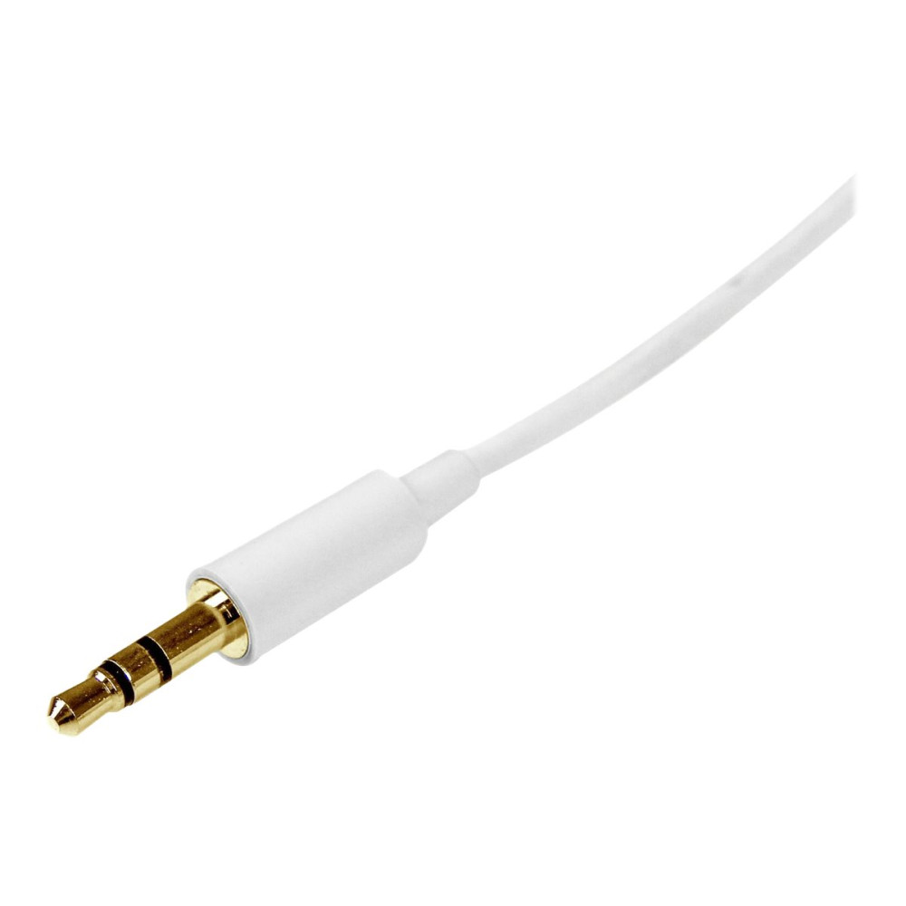 Produktbild för Startech 2m White Slim 3.5mm Stereo Audio Cable - 3.5mm Audio Aux Stereo - Male to Male Headphone Cable - 2x 3.5mm Mini Jack (M) White (MU2MMMSWH) - ljudkabel - 2 m