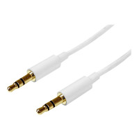 Produktbild för Startech 2m White Slim 3.5mm Stereo Audio Cable - 3.5mm Audio Aux Stereo - Male to Male Headphone Cable - 2x 3.5mm Mini Jack (M) White (MU2MMMSWH) - ljudkabel - 2 m