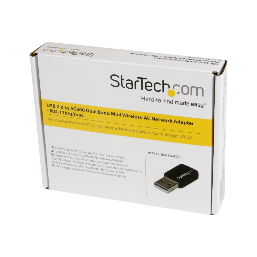Produktbild för StarTech.com USB 2.0 AC600 trådlös-AC-nätverksadapter med mini dual-band - 1T1R 802.11ac WiFi-adapter - nätverksadapter - USB 2.0