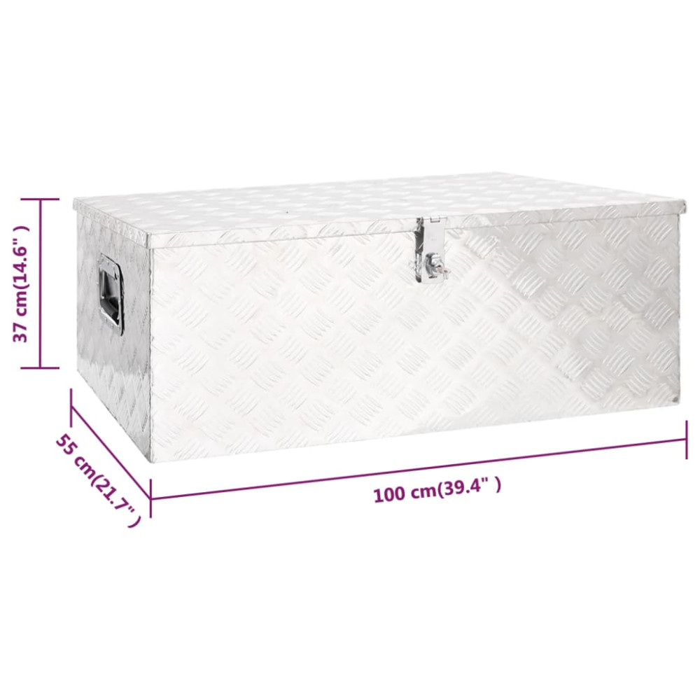 Produktbild för Förvaringslåda silver 100x55x37 cm aluminium