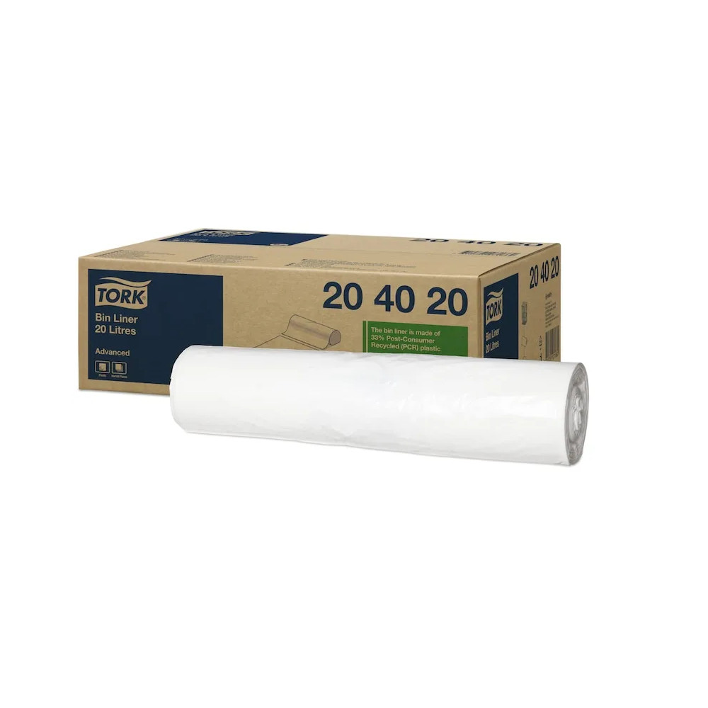 Produktbild för Tork - sopkorgsinsats - 20 L - plast - vit - paket med 100