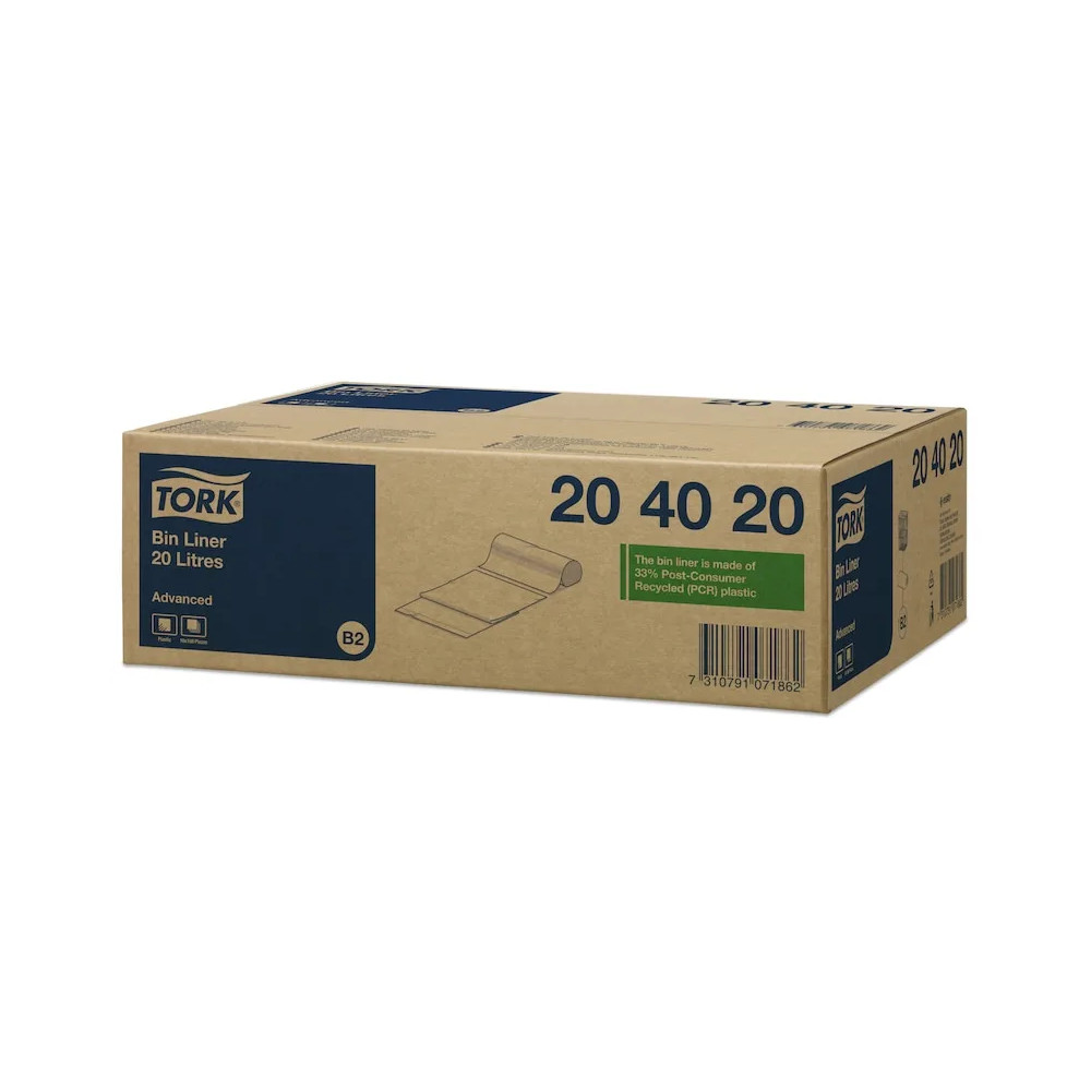 Produktbild för Tork - sopkorgsinsats - 20 L - plast - vit - paket med 100