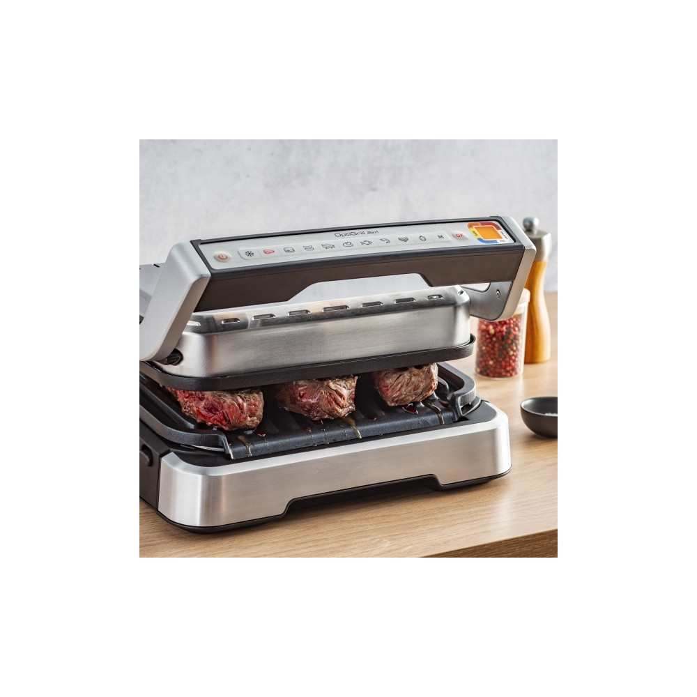 Produktbild för Tefal OptiGrill 2in1 GC773D10, Rostfritt stål, Metall, Rekta...