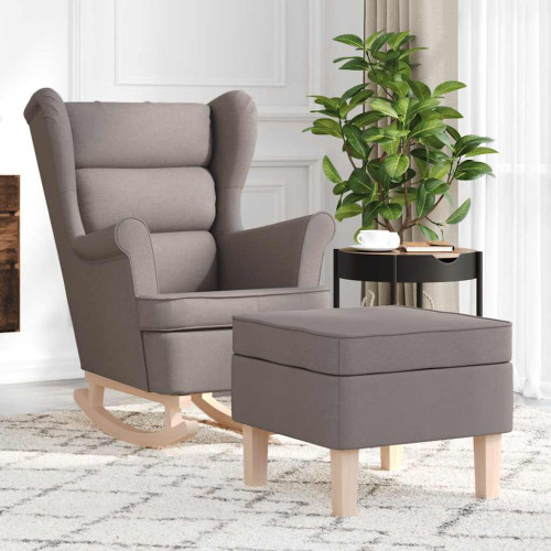vidaXL Gungstol med fotpall taupe tyg