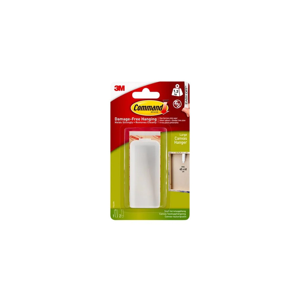 Produktbild för 3M 17044, inomhus, Tavelkrok, Vit, Självhäftande remsa, 1,3...