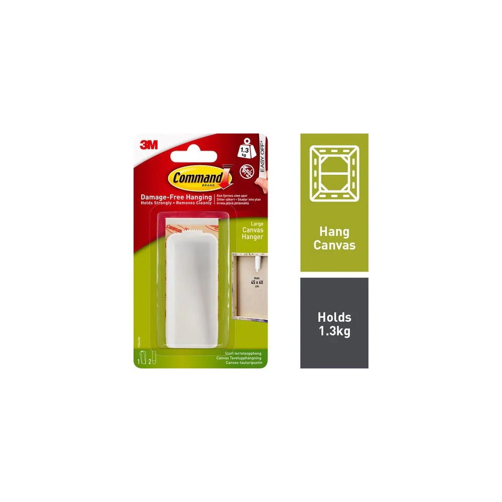 Produktbild för 3M 17044, inomhus, Tavelkrok, Vit, Självhäftande remsa, 1,3...
