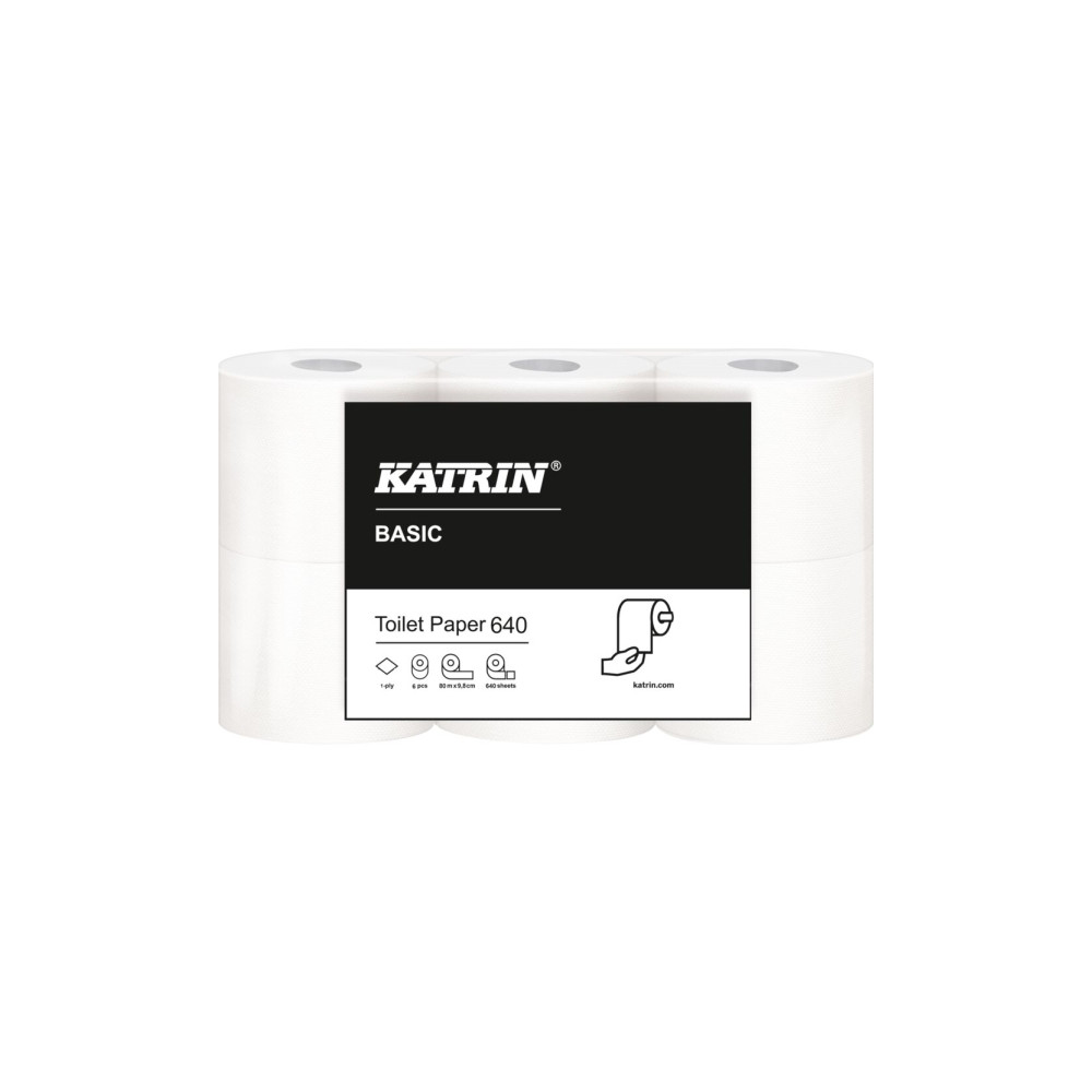 Produktbild för Katrin Classic System Toilet 800 - toalettpapper - 800 ark - rulle - 100 m - vit (paket om 36)
