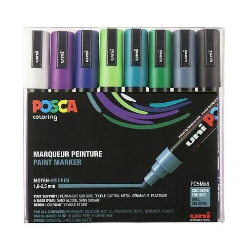 POSCA Marker Uni Posca Corner PC-5M-8 Cool Colors ass. färger