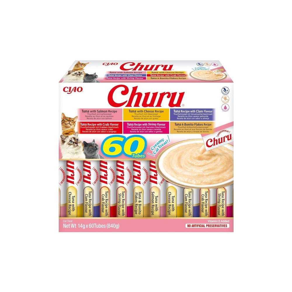 Produktbild för Inaba Foods INABA CAT CHURU VARIETIES tonfisk kattgodis 60 x...