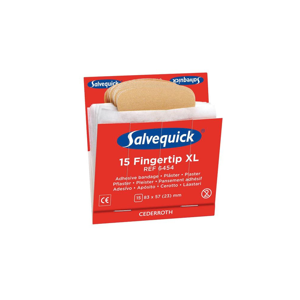 Produktbild för Plåster, Salvequick Fingertip 6454, textil, XL, förpackning...