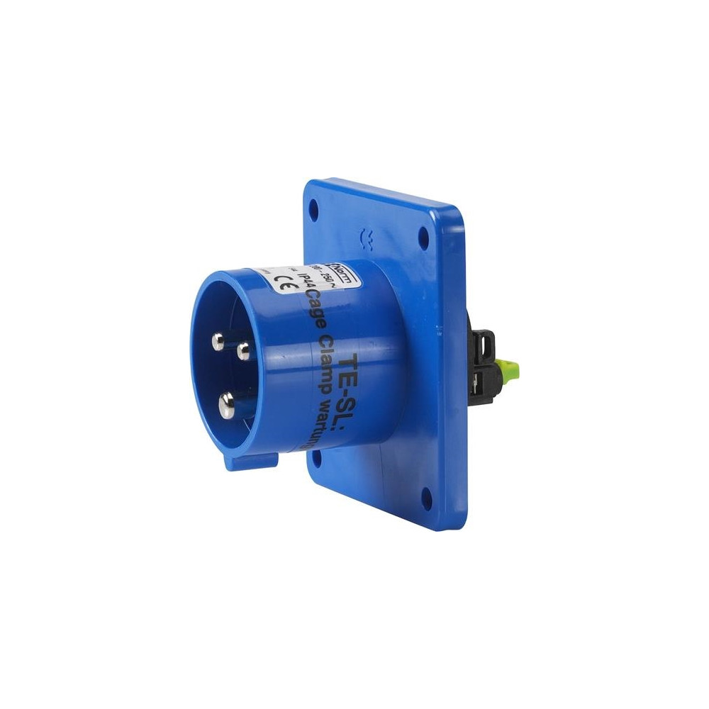 Produktbild för BALS CEE infälld H6 230V 16A 3-polig blå rak, fläns 75x75mm,...