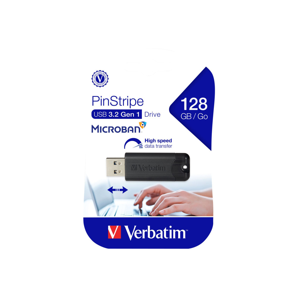Produktbild för Verbatim PinStripe USB Drive - USB flash-enhet - 128 GB