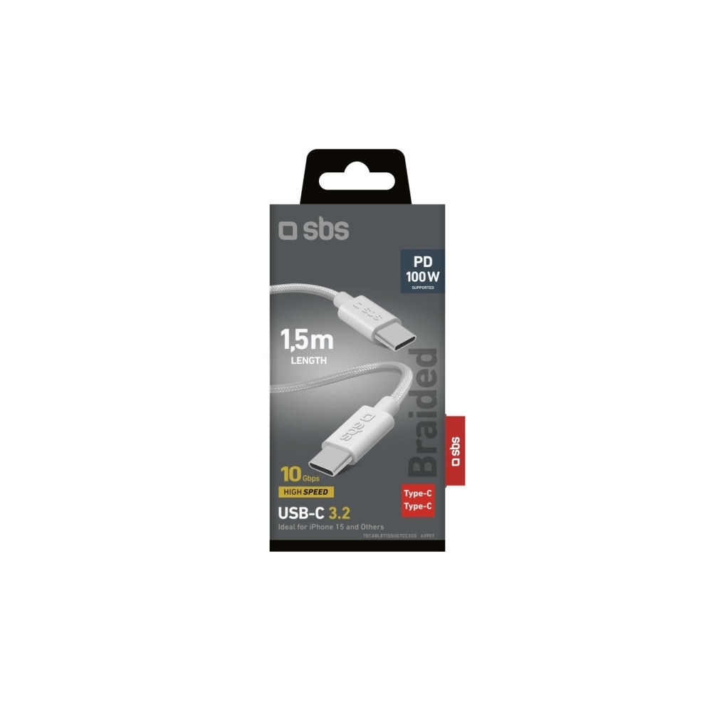 Produktbild för SBS TECABLETISSUETCC32G, 1,5 m, USB C, USB C, USB 3.2 Gen 2...
