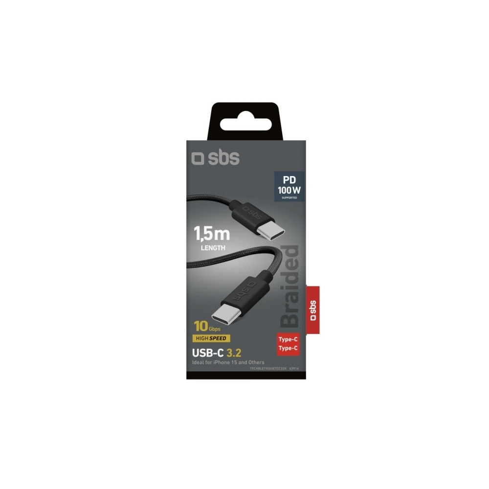 Produktbild för SBS TECABLETISSUETCC32K, 1,5 m, USB C, USB C, USB 3.2 Gen 2...