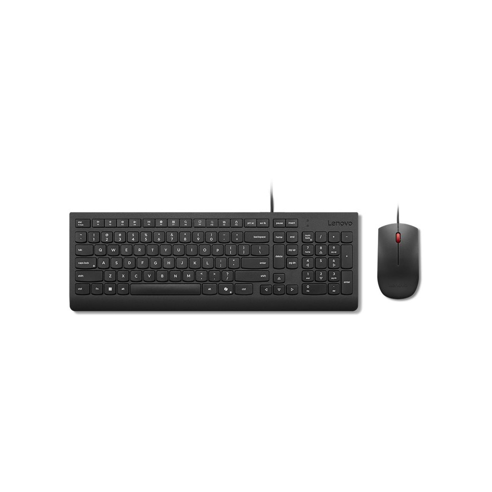 Produktbild för Lenovo Essential Wired Combo - sats med tangentbord och mus - QWERTY - Nordisk - svart Inmatningsenhet