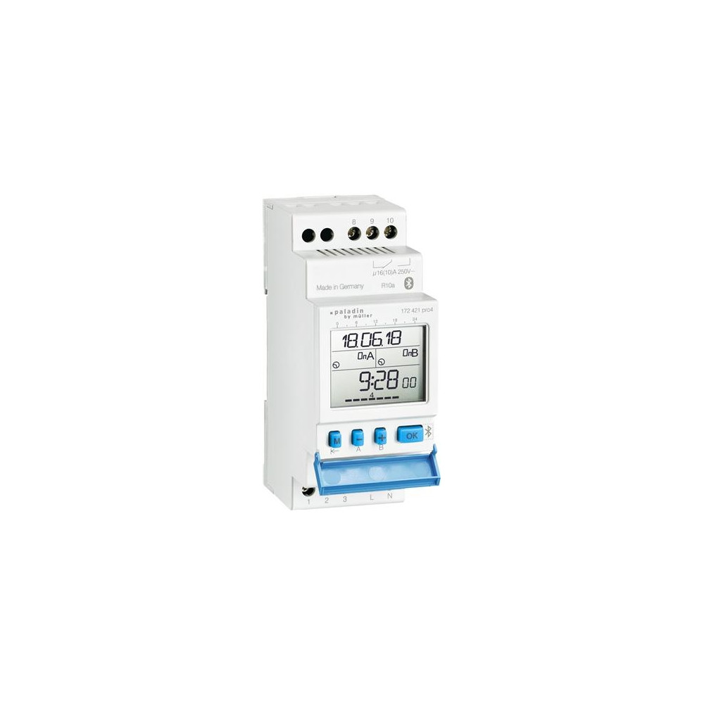 Produktbild för Digital veckourmodulbredd 35 mm, 2 kanaler 230V 50-60Hz Blue...