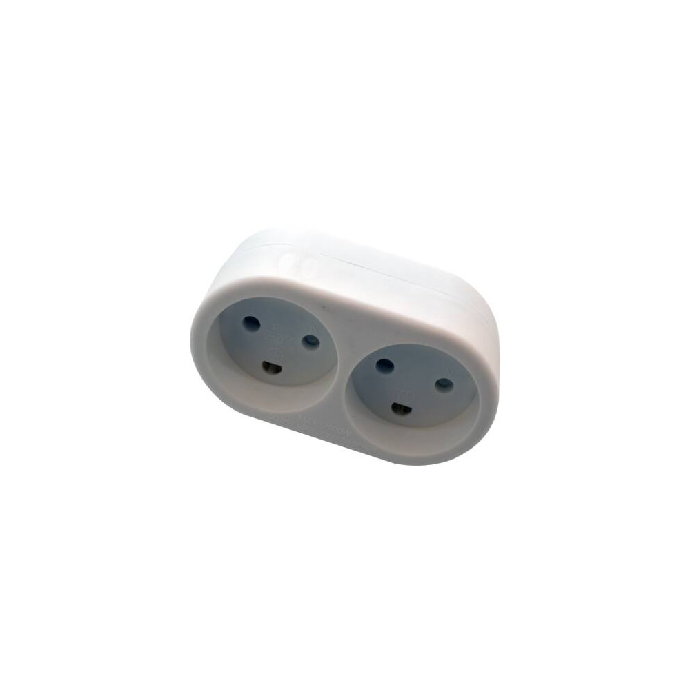 Produktbild för Grenförlängare med jord för 2 runda stickproppar 16A 250V vi...