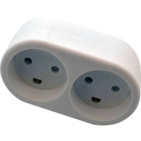Produktbild för Grenförlängare med jord för 2 runda stickproppar 16A 250V vi...