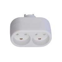 Produktbild för Grenförlängare med jord för 2 runda stickproppar 16A 250V vi...