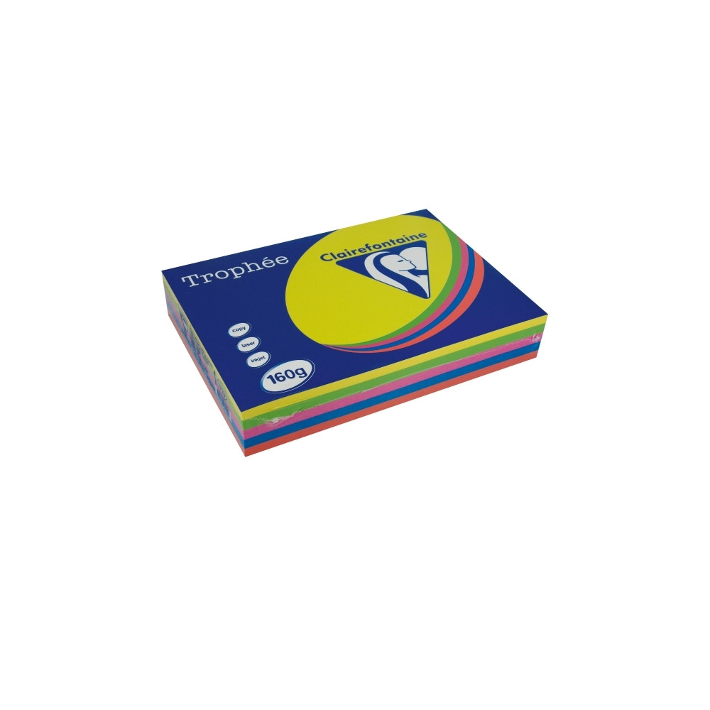 Produktbild för Färgat papper Trophée A4 160 g assort. intensiva färger 1713...