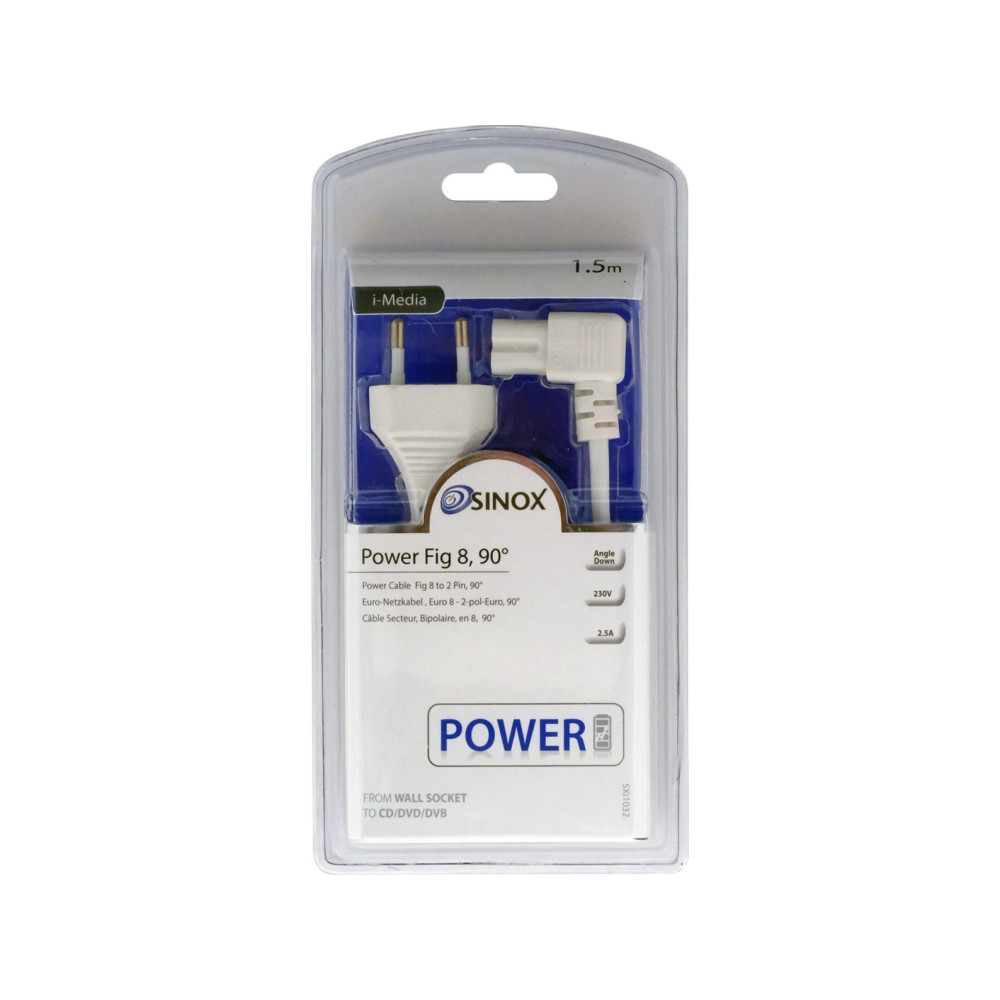 Produktbild för Sinox i-Media - strömkabel - 2 poler till power IEC 60320 C7 - 1.5 m