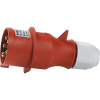 Produktbild för BALS CEE stickpropp 16A 400V klockan H6 5-polig röd, IP44, p...