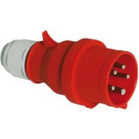 Produktbild för BALS CEE stickpropp 32A 400V H6 5-pol röd, IP44, skruvfri Qu...