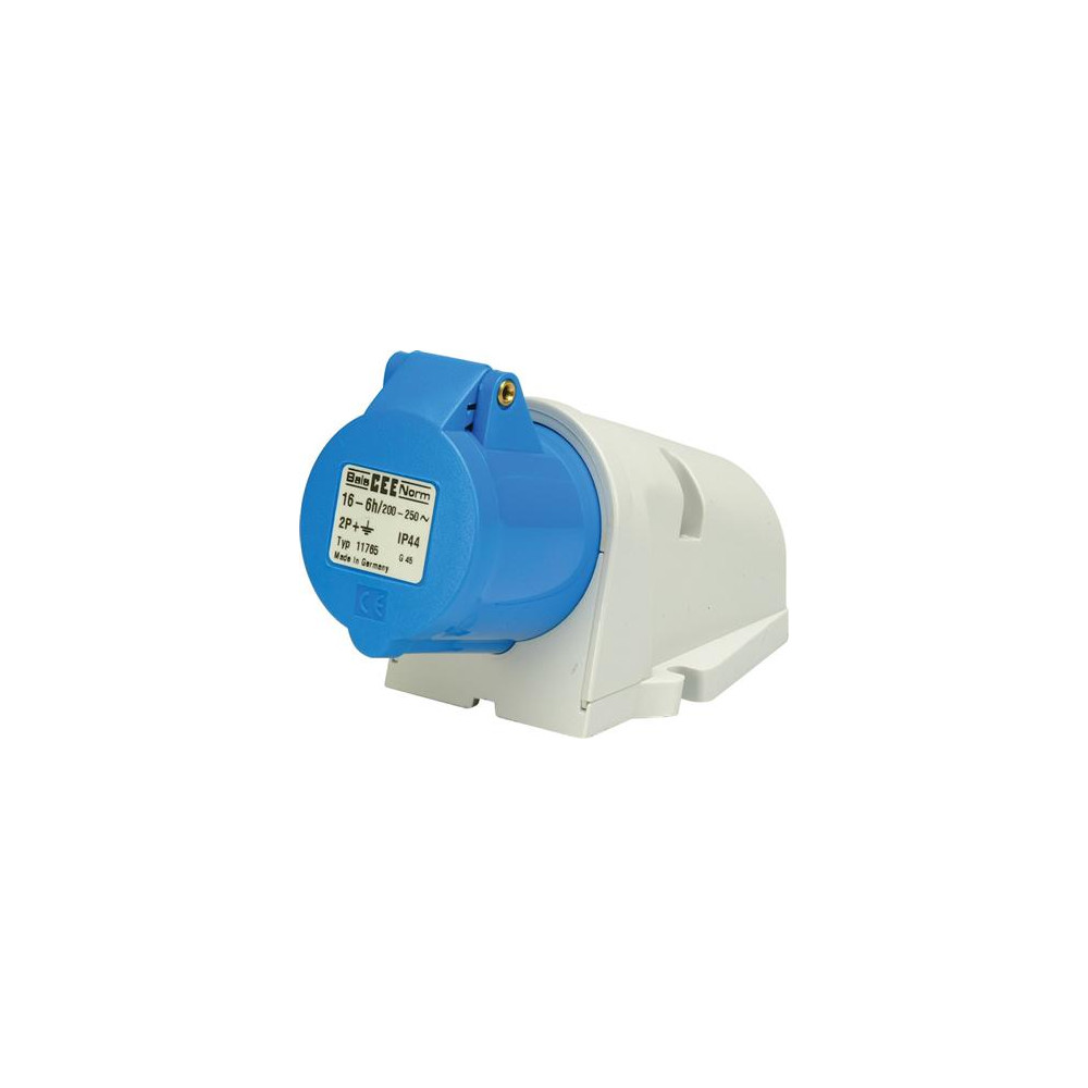 Produktbild för CEE vägguttag H6 230V 16A 3-pol blå topp M20 skruvplint IP44...